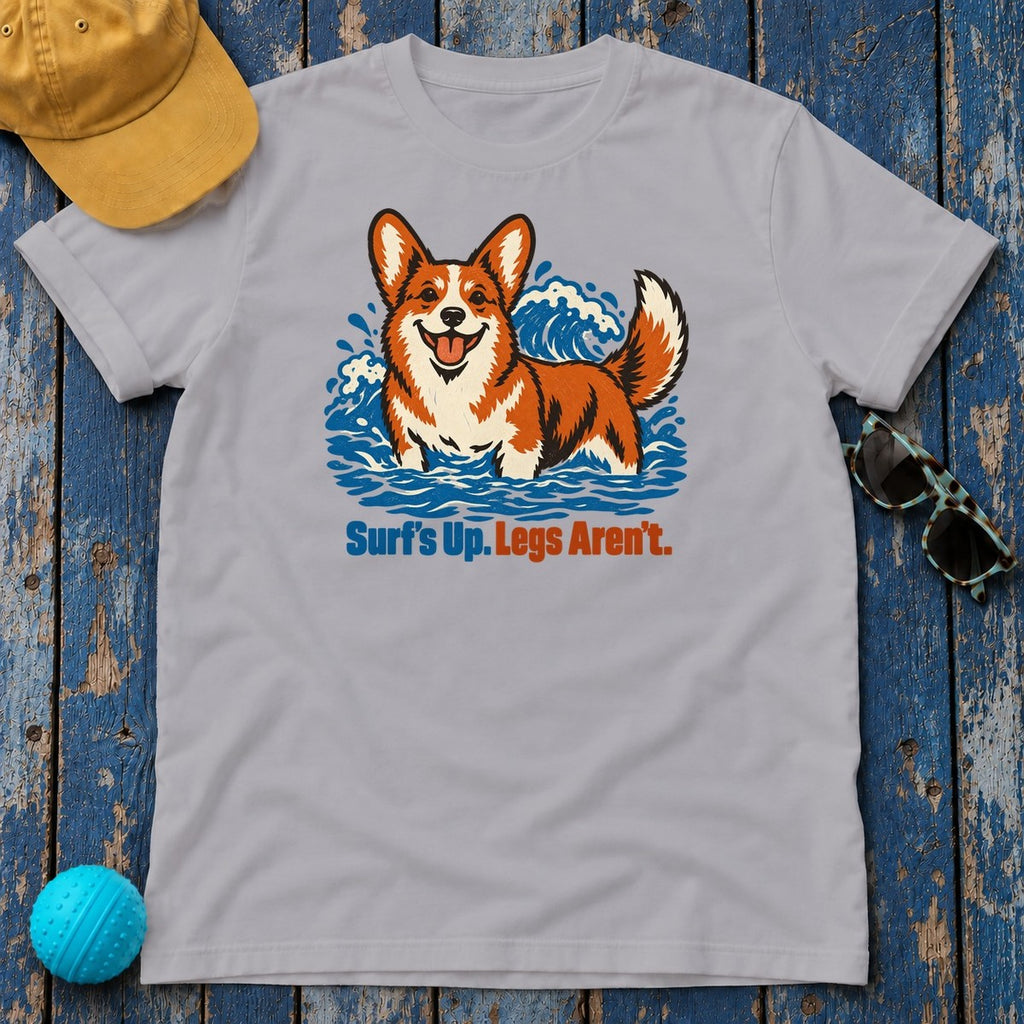 Surfs Up Legs Arent Corgi T-Shirt — Athletic Heather