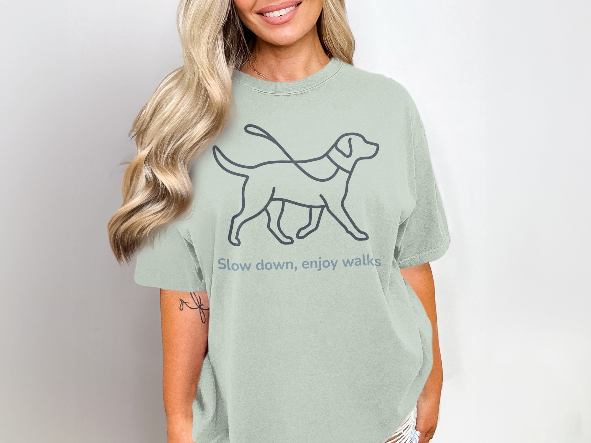 Slow Down Enjoy Walks Dog Graphic T-Shirt