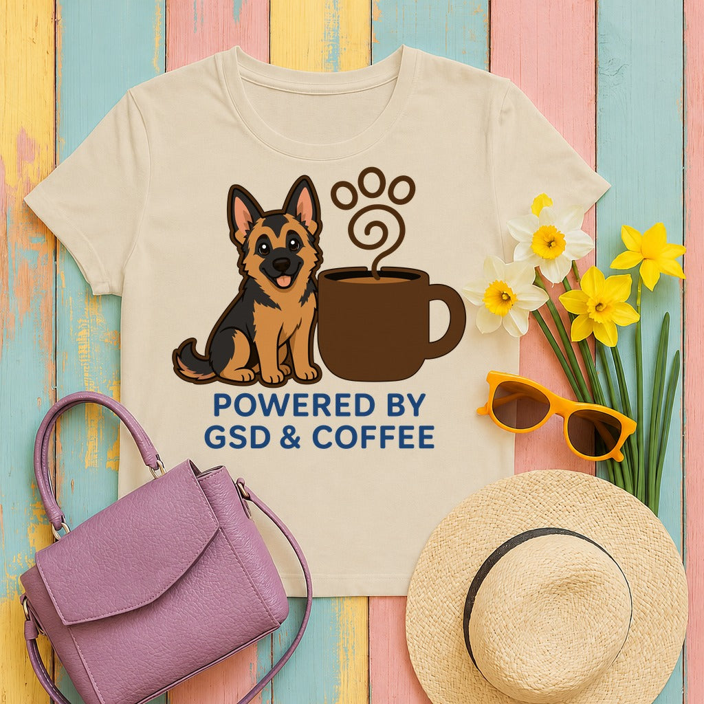 Powered By GSD & Coffee T-Shirt in Sand