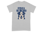 Grey t-shirt with a dog holding a ball and the text "FETCH IS A FULL-TIME CAREER".