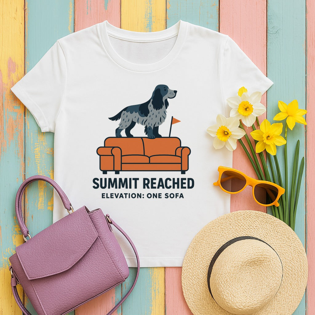 English Cocker Summit Reached Tee in White