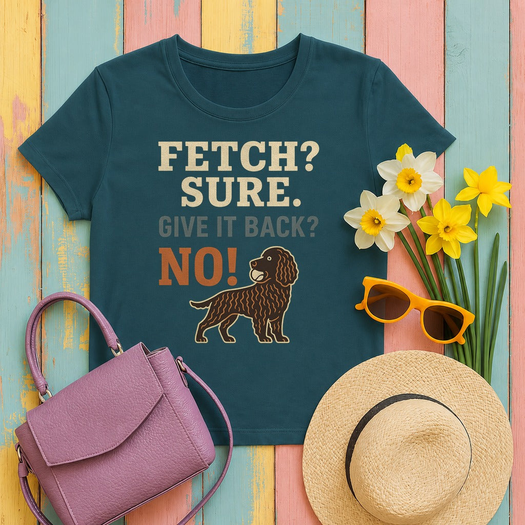 American Water Spaniel Fetch Sure Give It Back No Tee in Heather Deep Teal