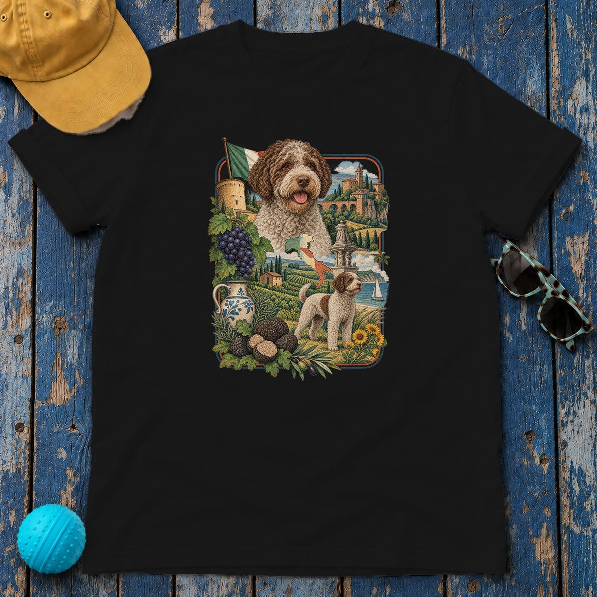 Lagotto Romagnolo Italy Heritage T-Shirt in Black