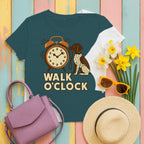 German Shorthaired Pointer Walk O'Clock Tee styled flat lay on Heather Deep Teal