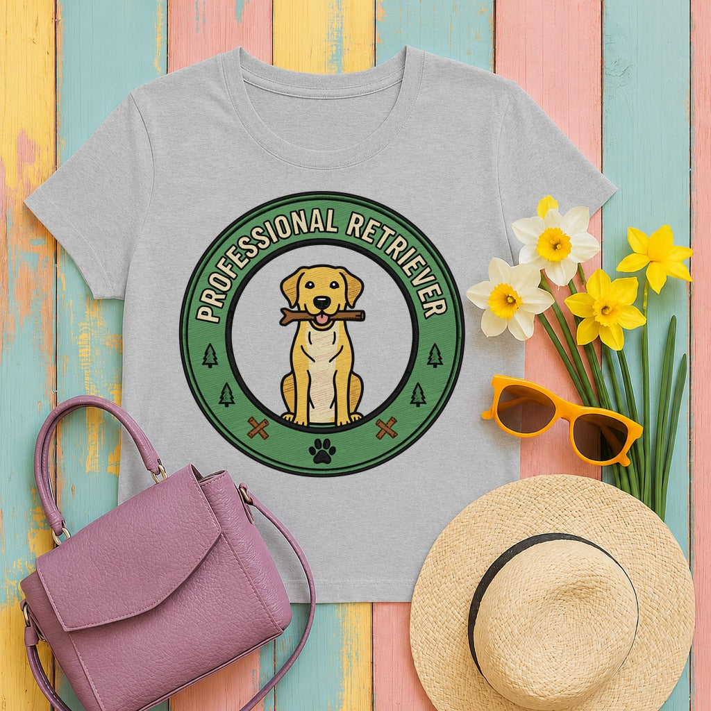 Funny Professional Retriever Yellow Labrador T-Shirt in Sport Grey