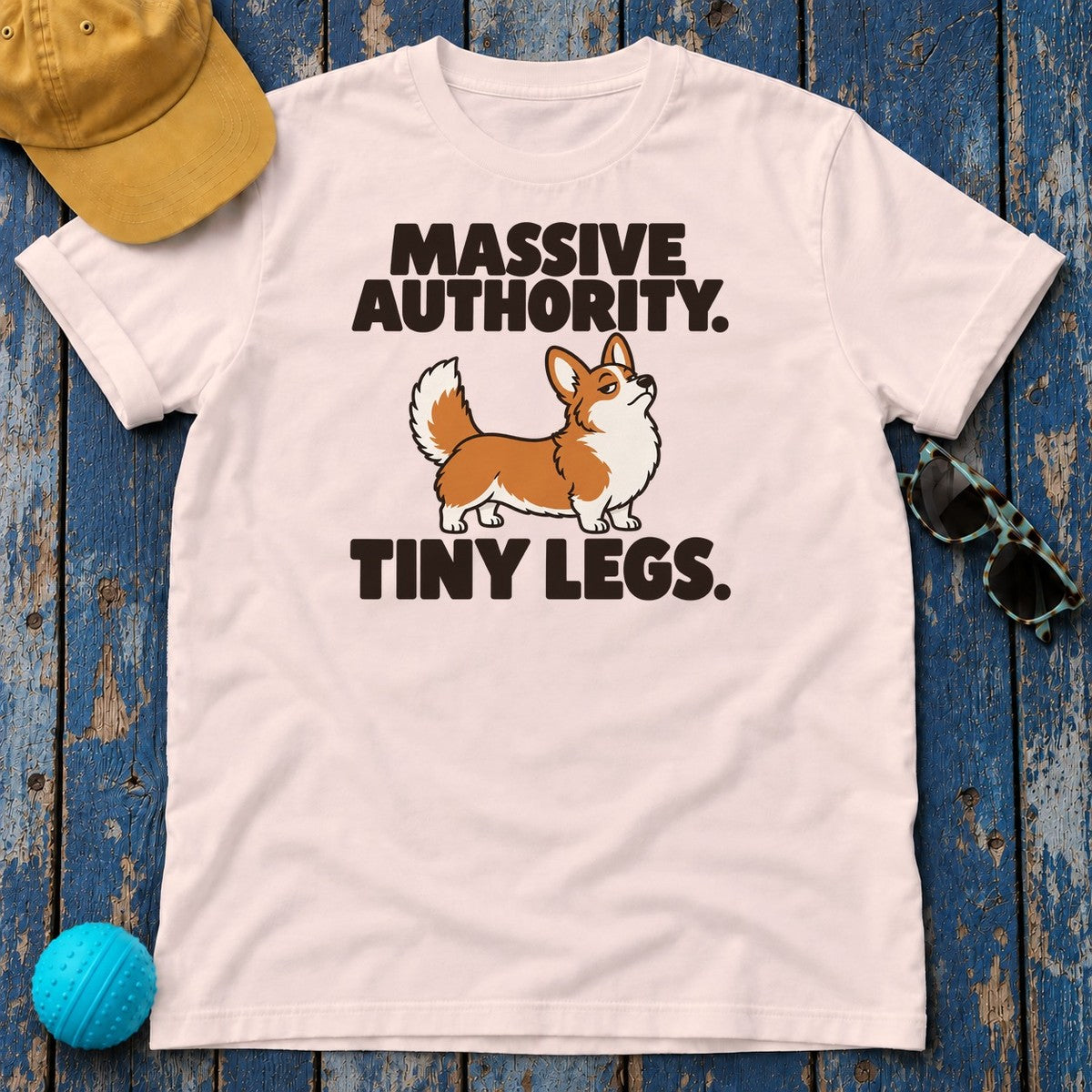 Massive Authority Tiny Legs Corgi T-Shirt — Soft Pink