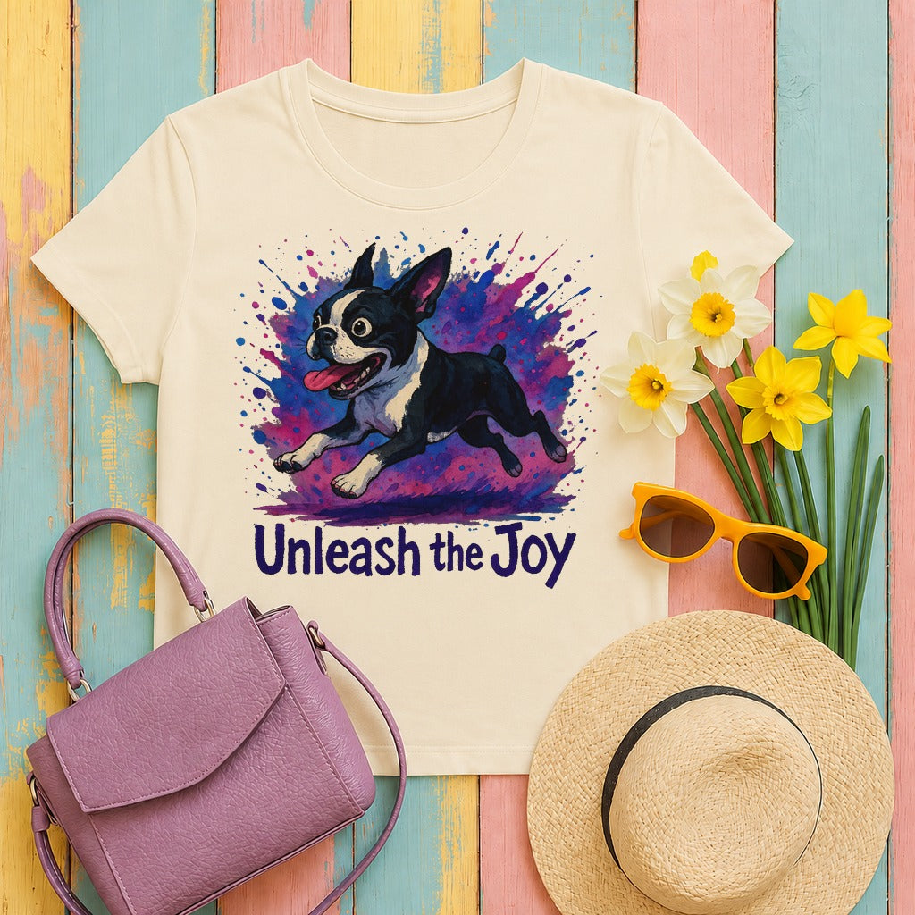 Unleash the Joy Boston Terrier Splash t-shirt