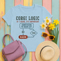 Corgi Logic Flowchart T-Shirt in Light Blue