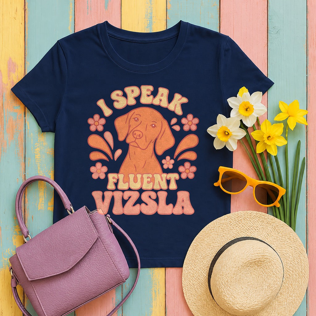 I Speak Fluent Vizsla T-Shirt in Navy