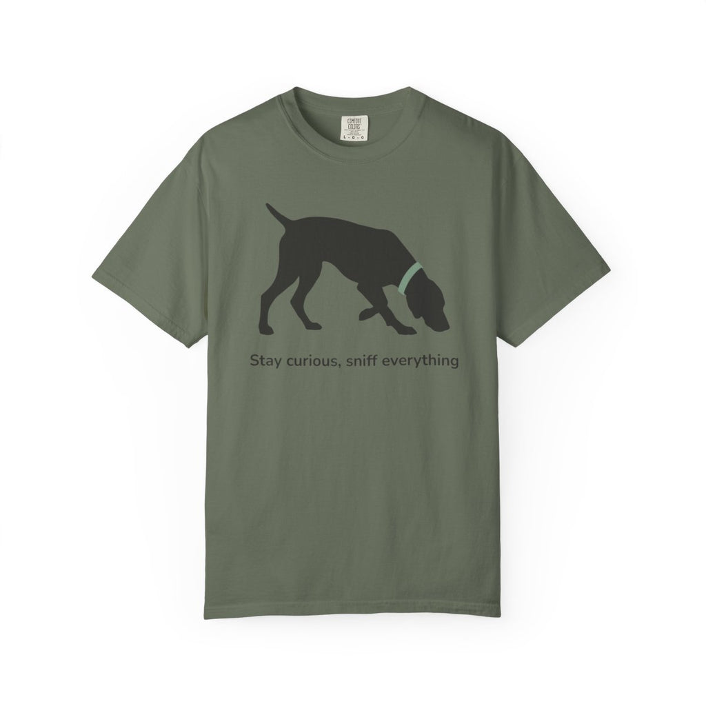 Stay curious sniff everything dog graphic t-shirt