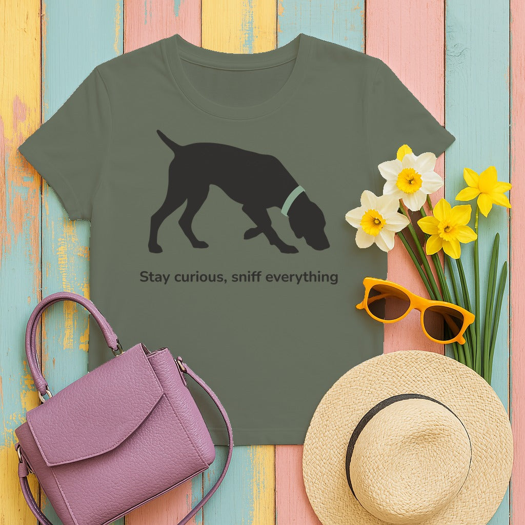 Stay Curious Vizsla T-Shirt in Moss