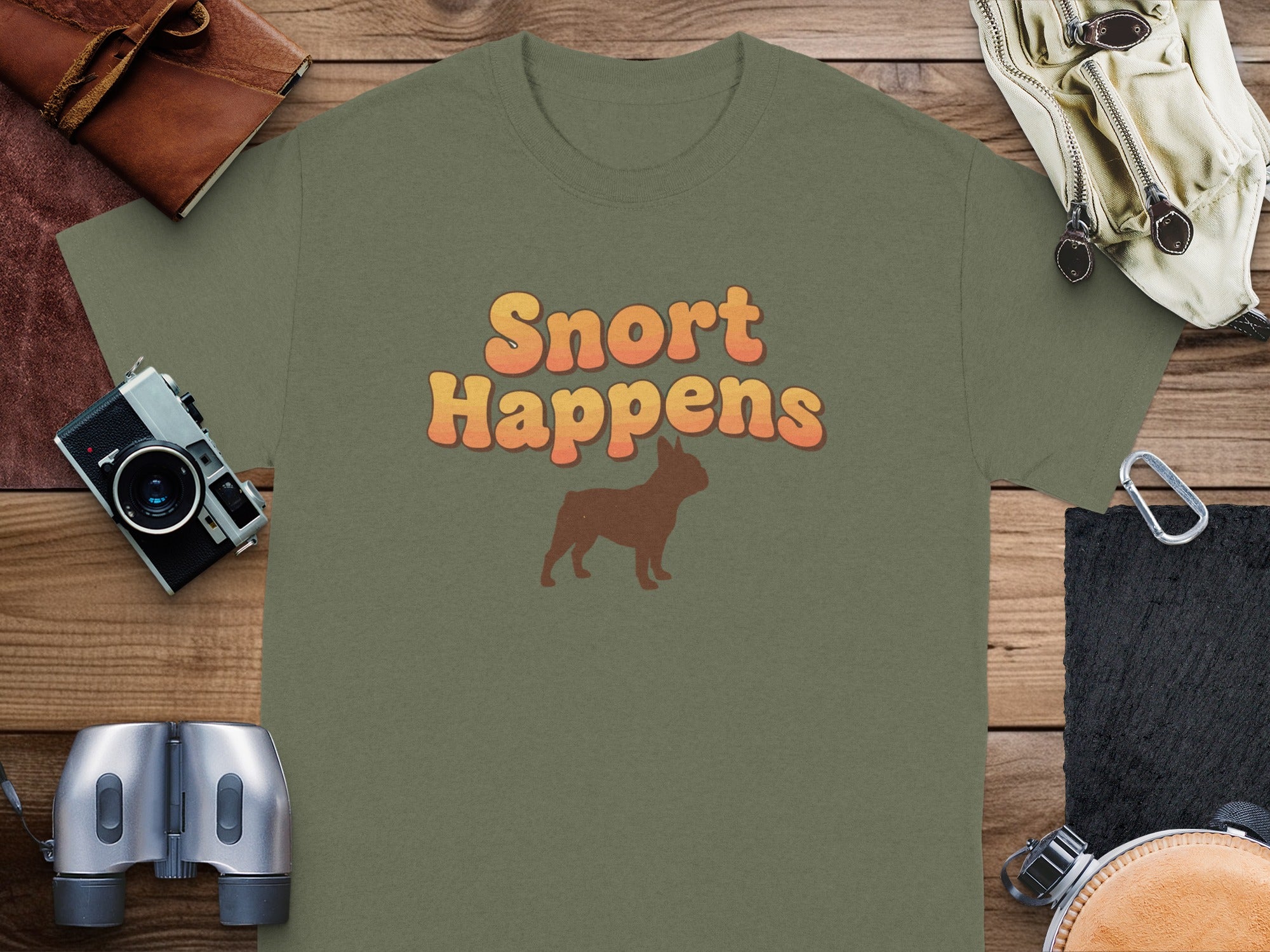 Snort Happens Graphic Tee with Dog Illustration