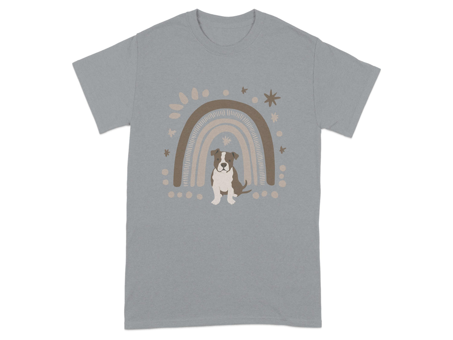 Cute Dog with Rainbow Graphic on Grey T-shirt product