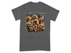 T-shirt graphic with "Endless Hunger" text and varying golden retrievers.