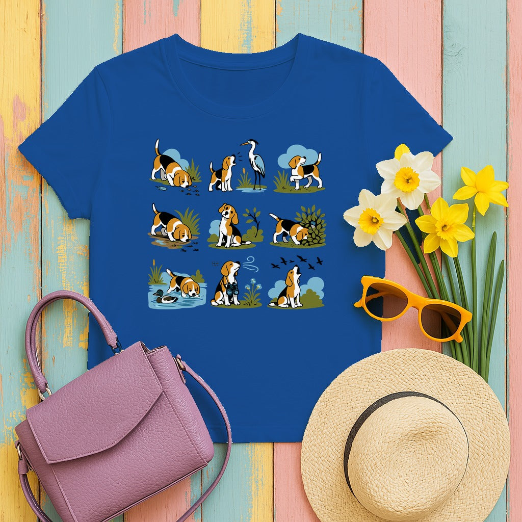 Whimsical Beagle Explorer T-Shirt in Royal