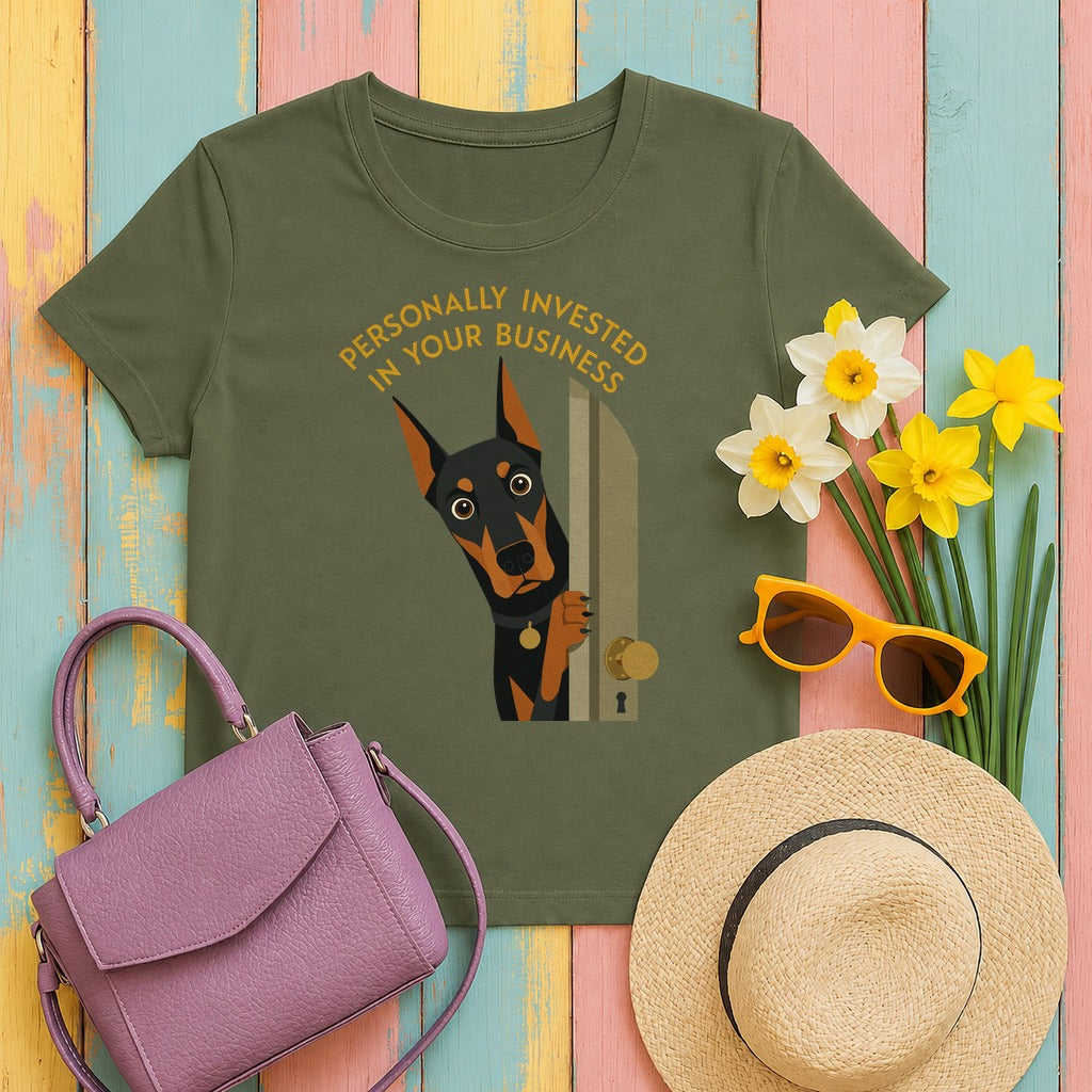 Personally Invested Doberman T-Shirt in Military Green