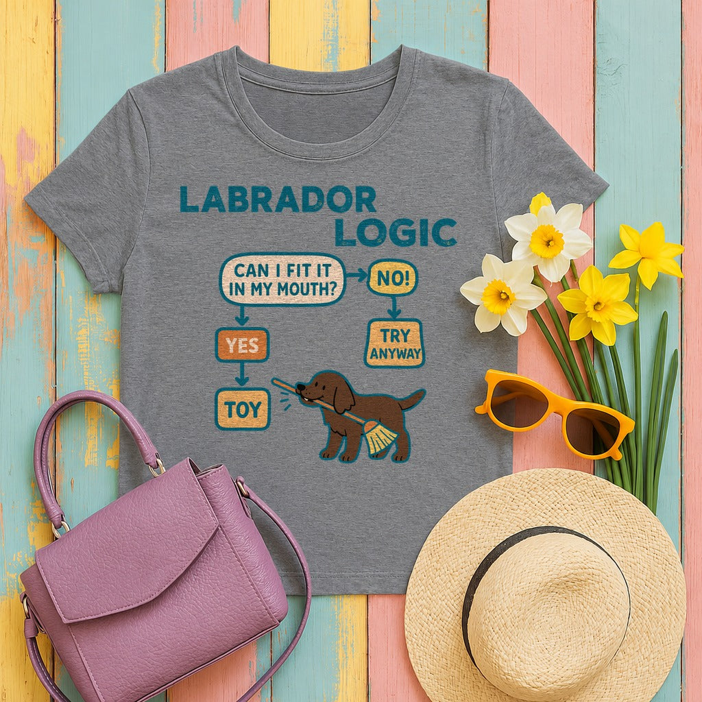 Chocolate Labrador Logic Flowchart T-Shirt in Graphite Heather