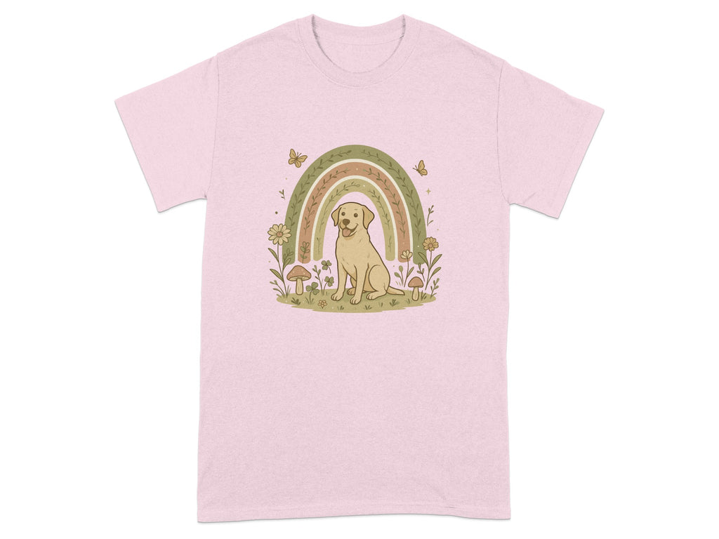 Adorable Dog Under Rainbow Graphic Tee product type