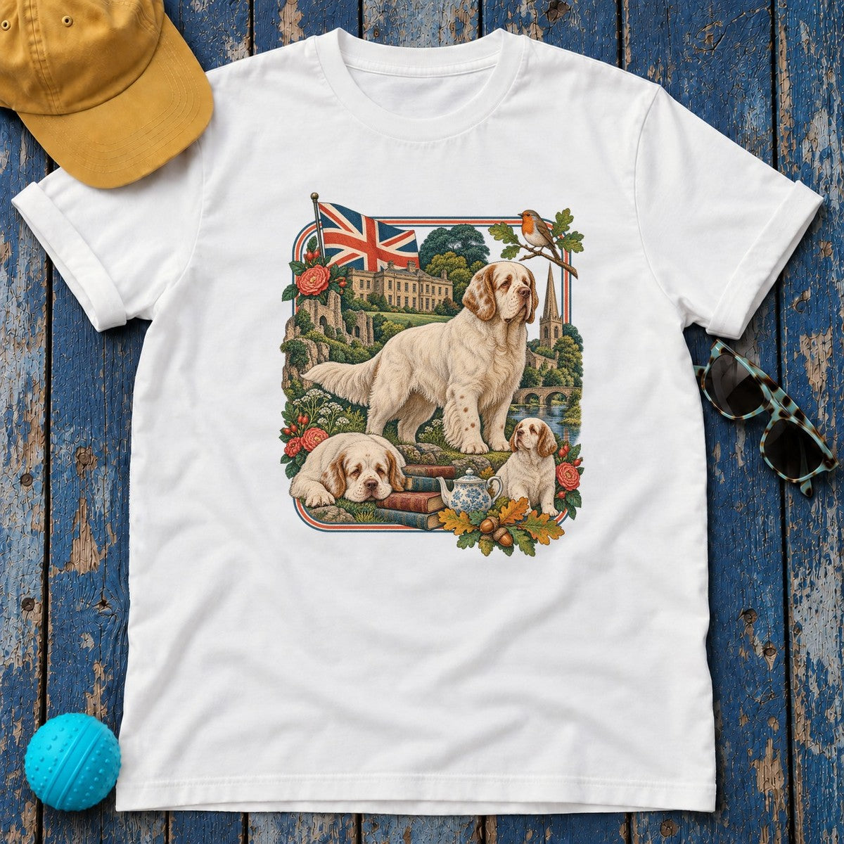 Clumber Spaniel England Heritage T-Shirt in White