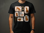 Collage of dog-themed illustrations including puppies, bones, and a dog bowl.
