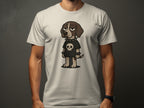 Grumpy Cartoon Dog Wearing Skull Shirt T-shirt
