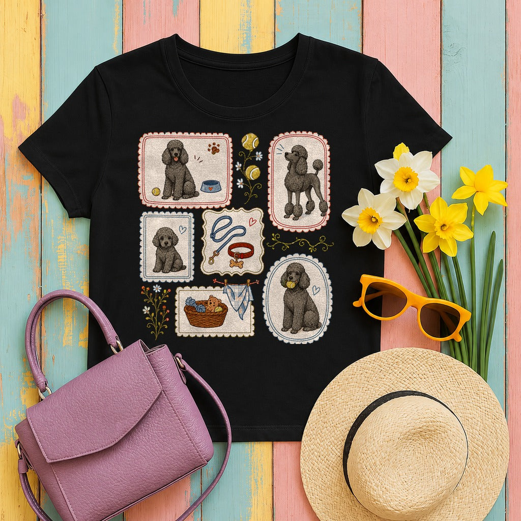 Charming Poodle Life T-Shirt in Black