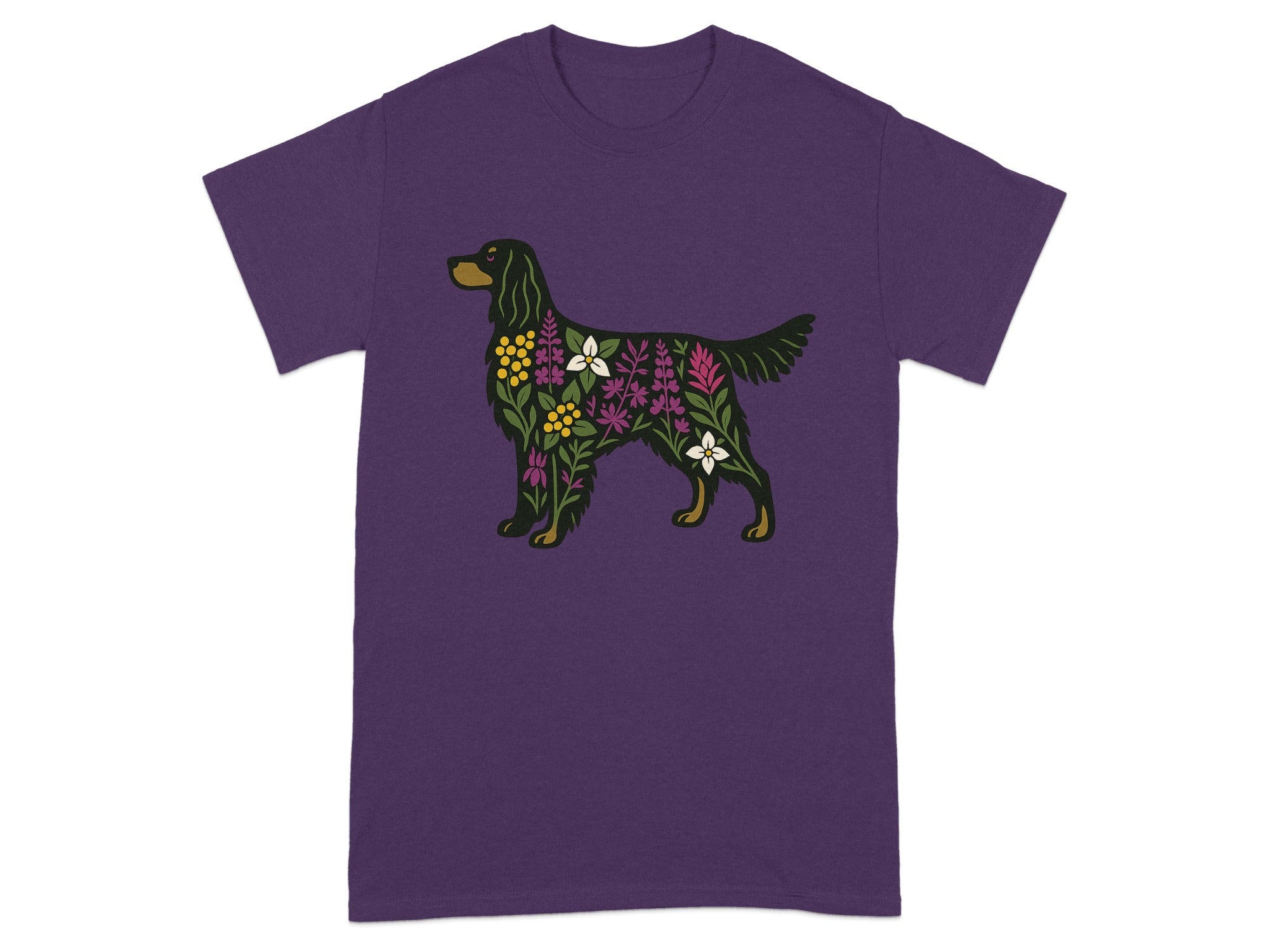Purple T-Shirt with Floral Dog Design product type