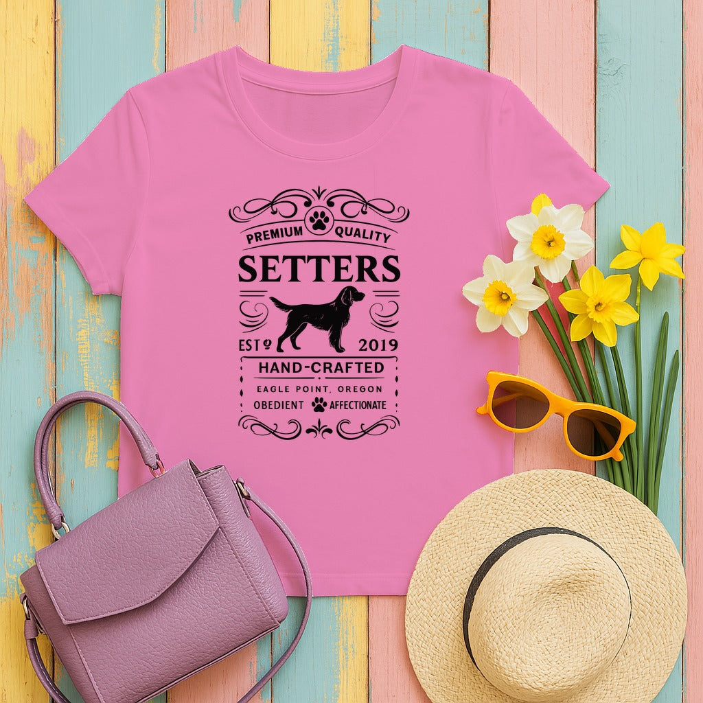 Premium Quality Setters EST 2019 Hand Crafted T-Shirt in Azalea