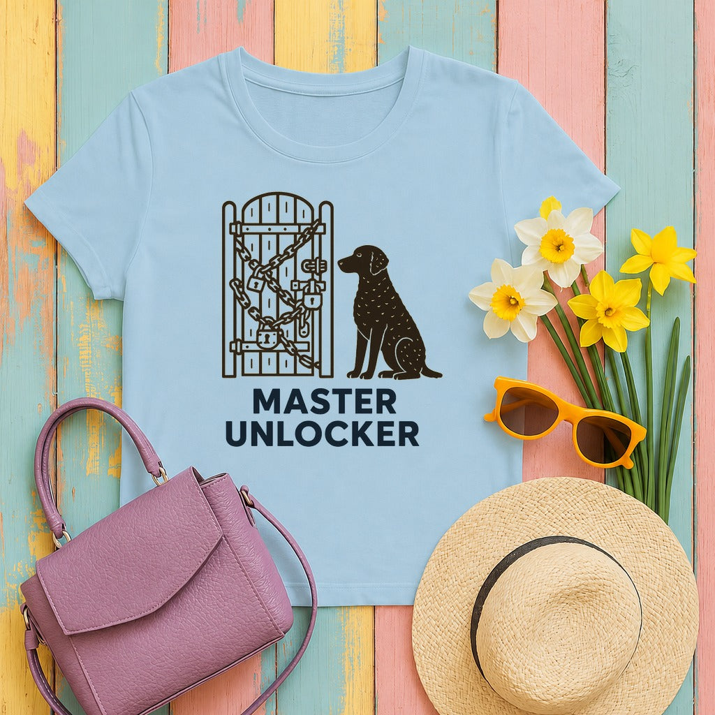 Curly-Coated Retriever Master Unlocker Tee in Light Blue