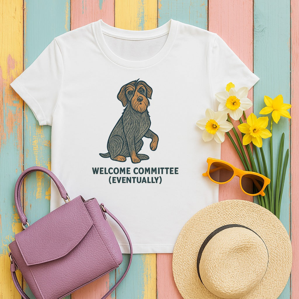 Wirehaired Pointing Griffon Welcome Committee T-shirt in White