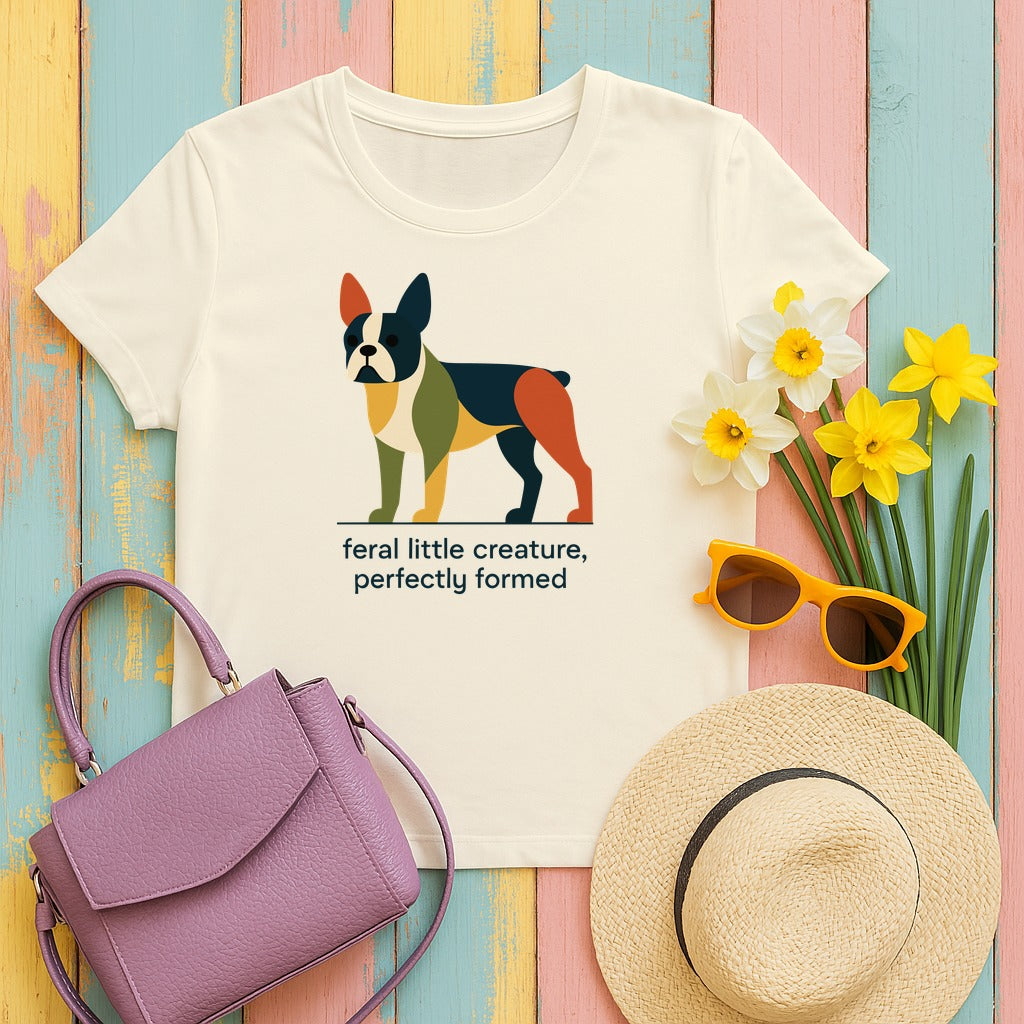 Feral Little Creature Boston Terrier T-Shirt in Natural
