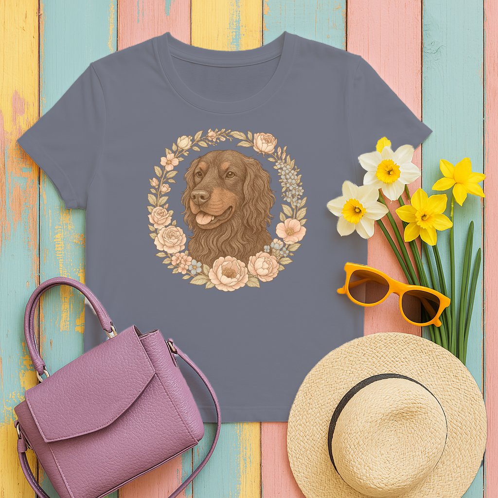 Beautiful Floral Dog Graphic on Gray T-Shirt product
