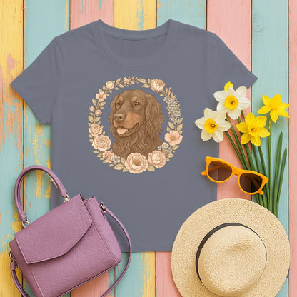 Beautiful Floral Dog Graphic on Gray T-Shirt product