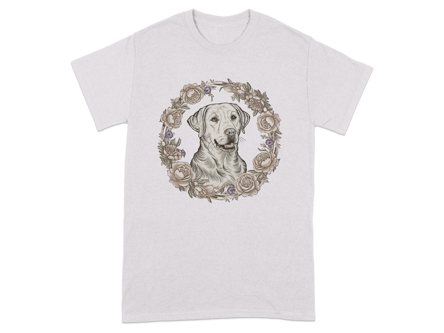 Graphic T-shirt with Dog and Floral Design shirt