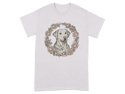 Graphic T-shirt with Dog and Floral Design shirt
