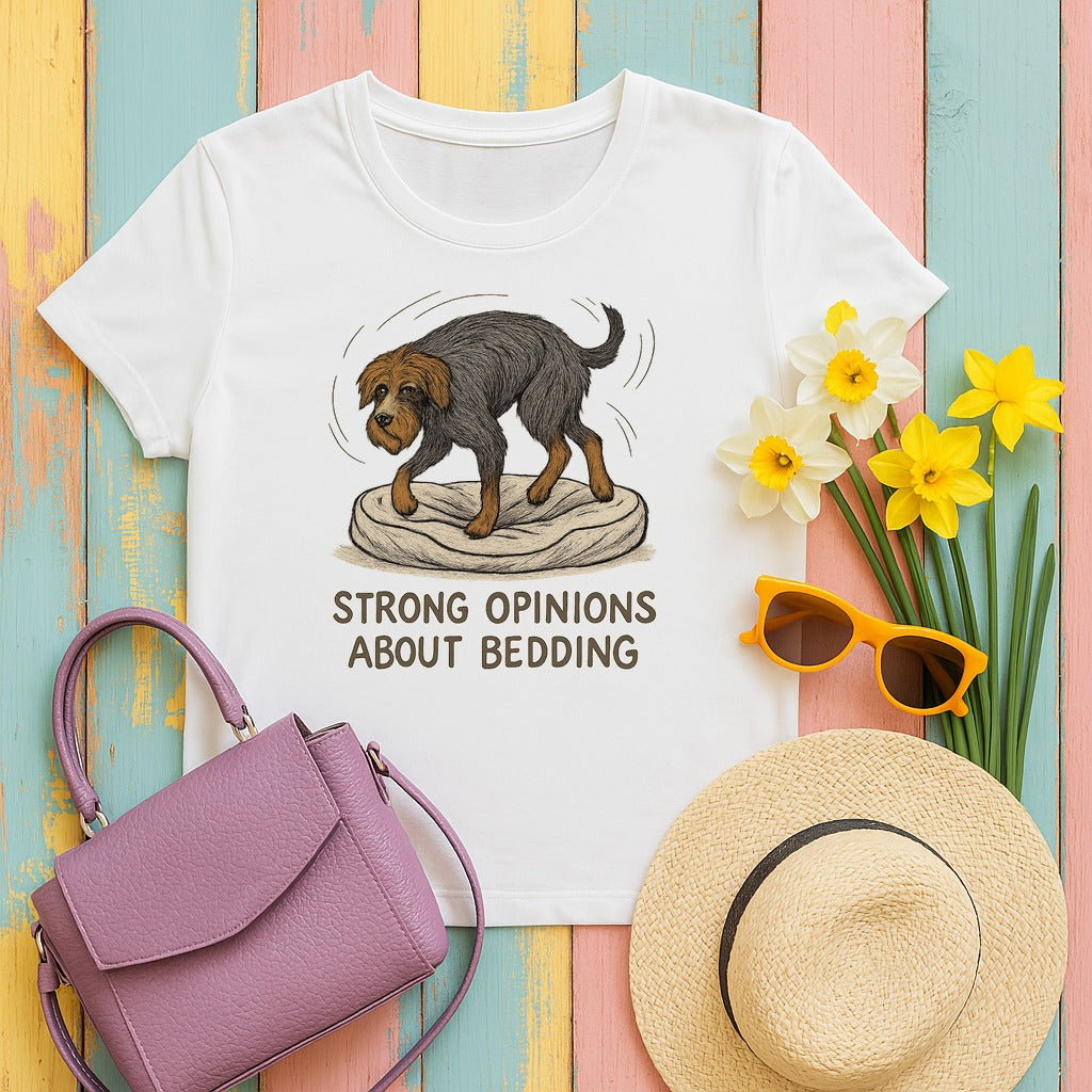Wirehaired Pointing Griffon Strong Opinions About Bedding T-shirt in White
