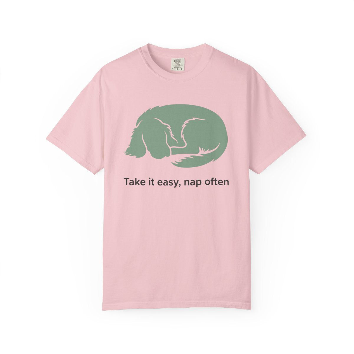 Take it easy nap often dog graphic t-shirt