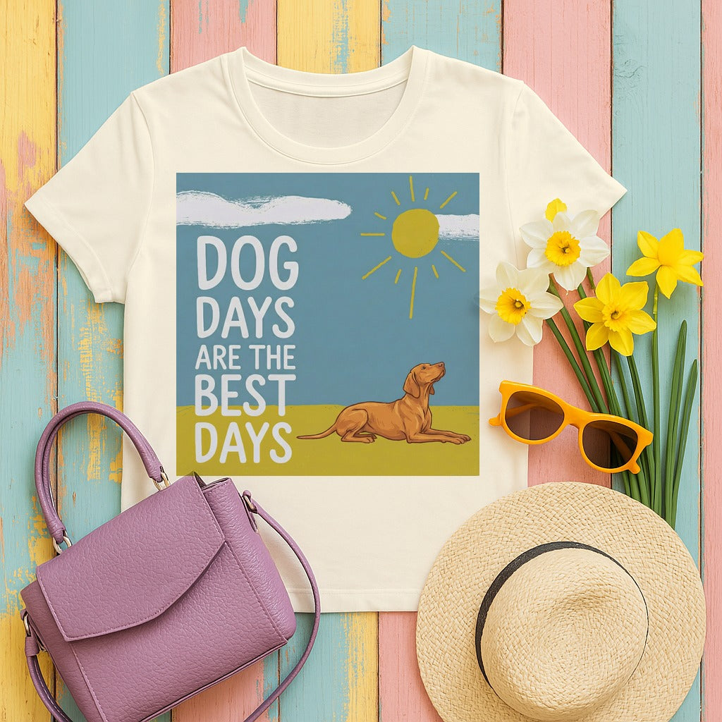 Dog Days are the Best Days with Vizsla T-Shirt in Natural
