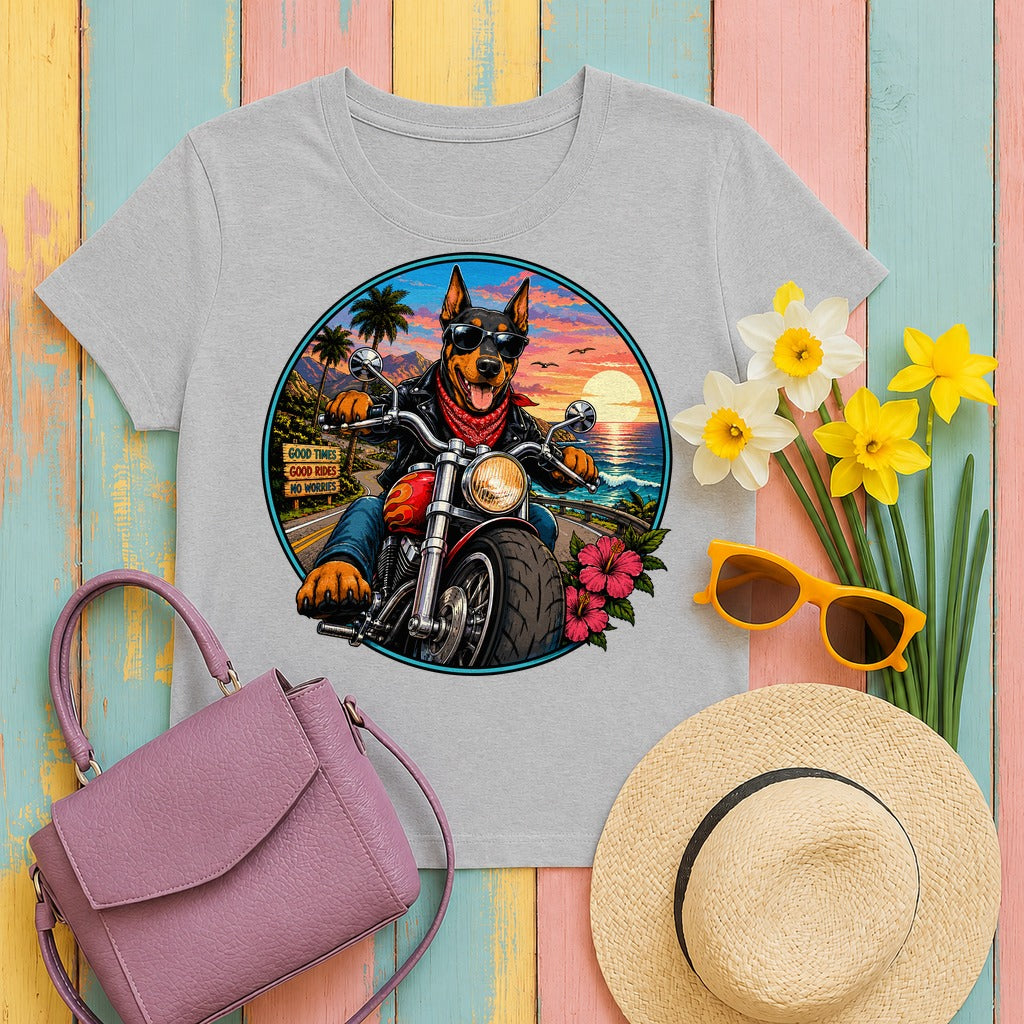 Good Times Doberman Rider T-shirt in Sport Grey