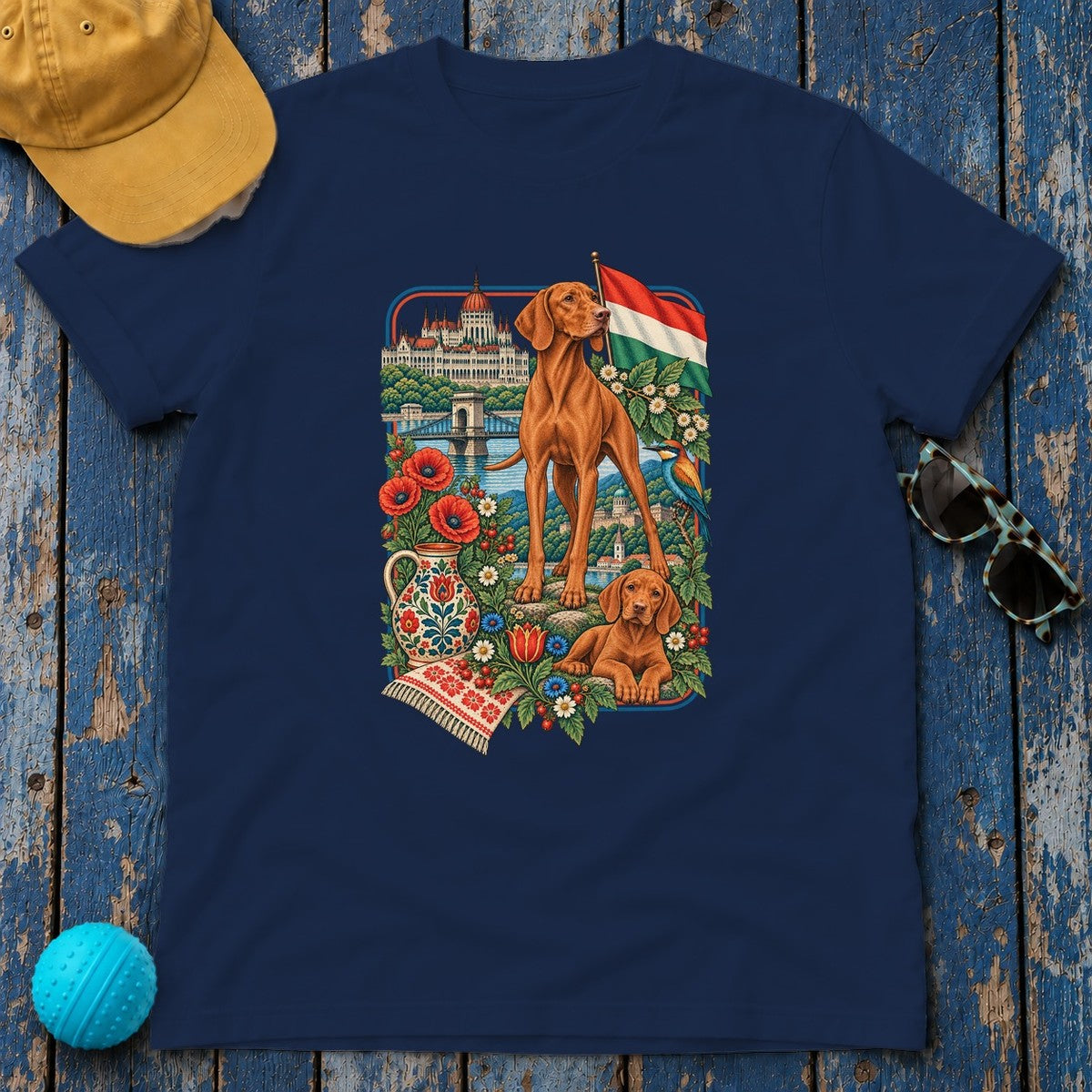 Vizsla Hungary Heritage T-Shirt in Navy