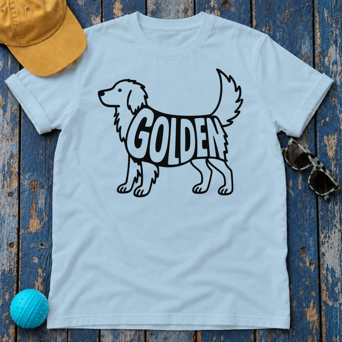 Golden Retriever Silhouette T-Shirt in Light Blue