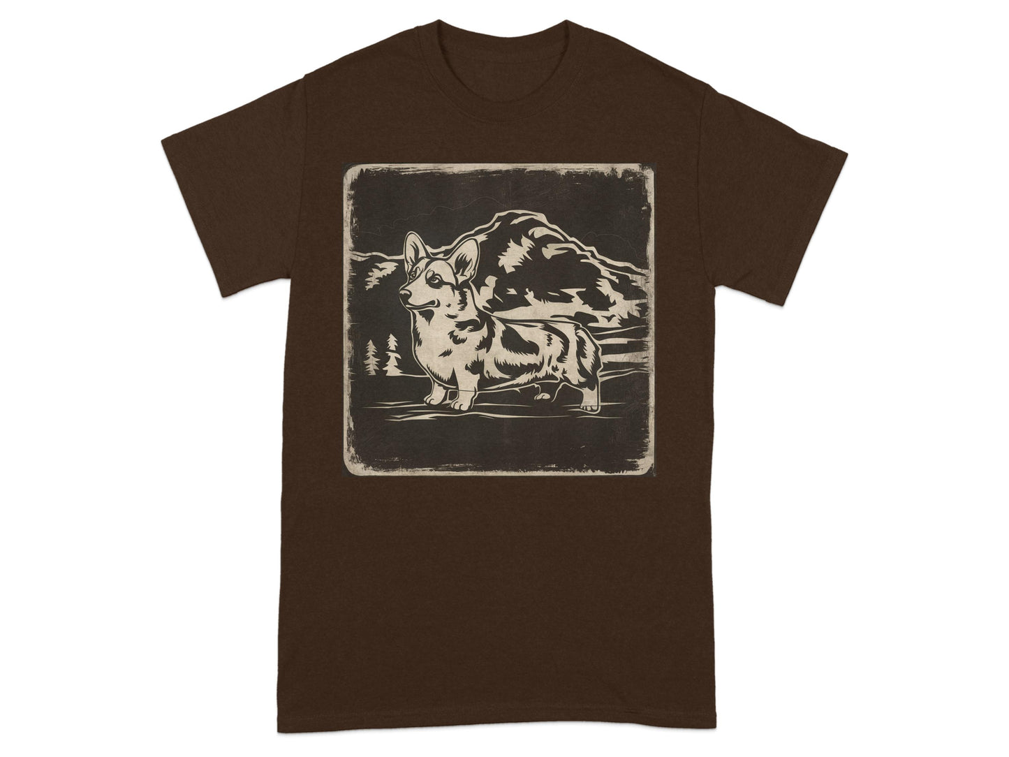 Scenic Corgi Mountain Graphic Print T-shirt product type