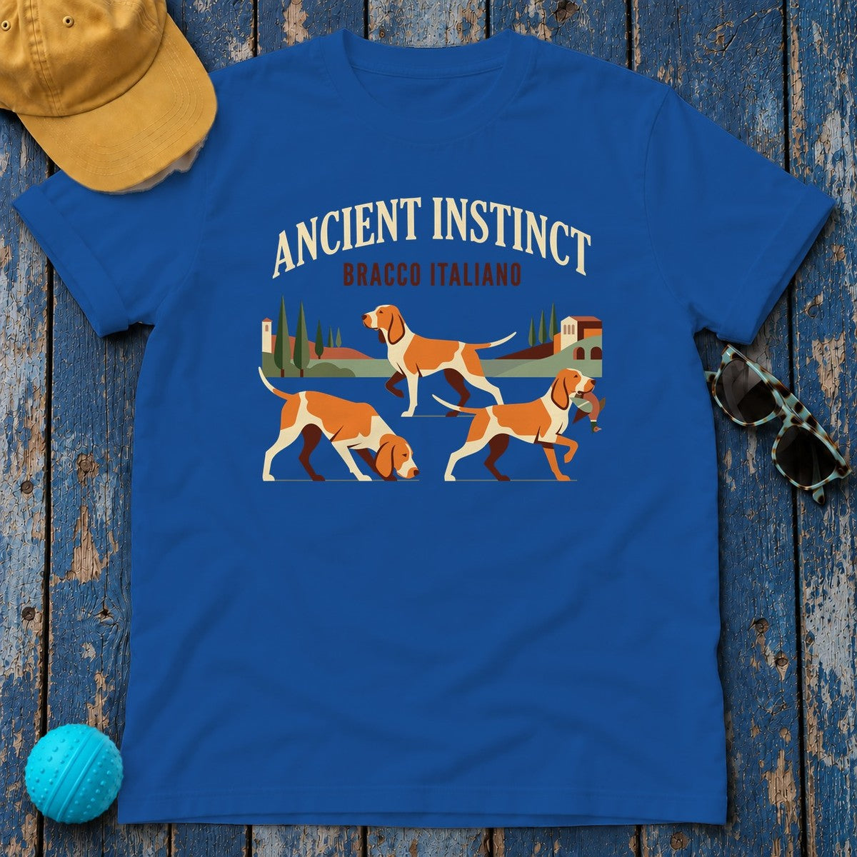 Ancient Instinct Bracco Italiano T-Shirt in Royal