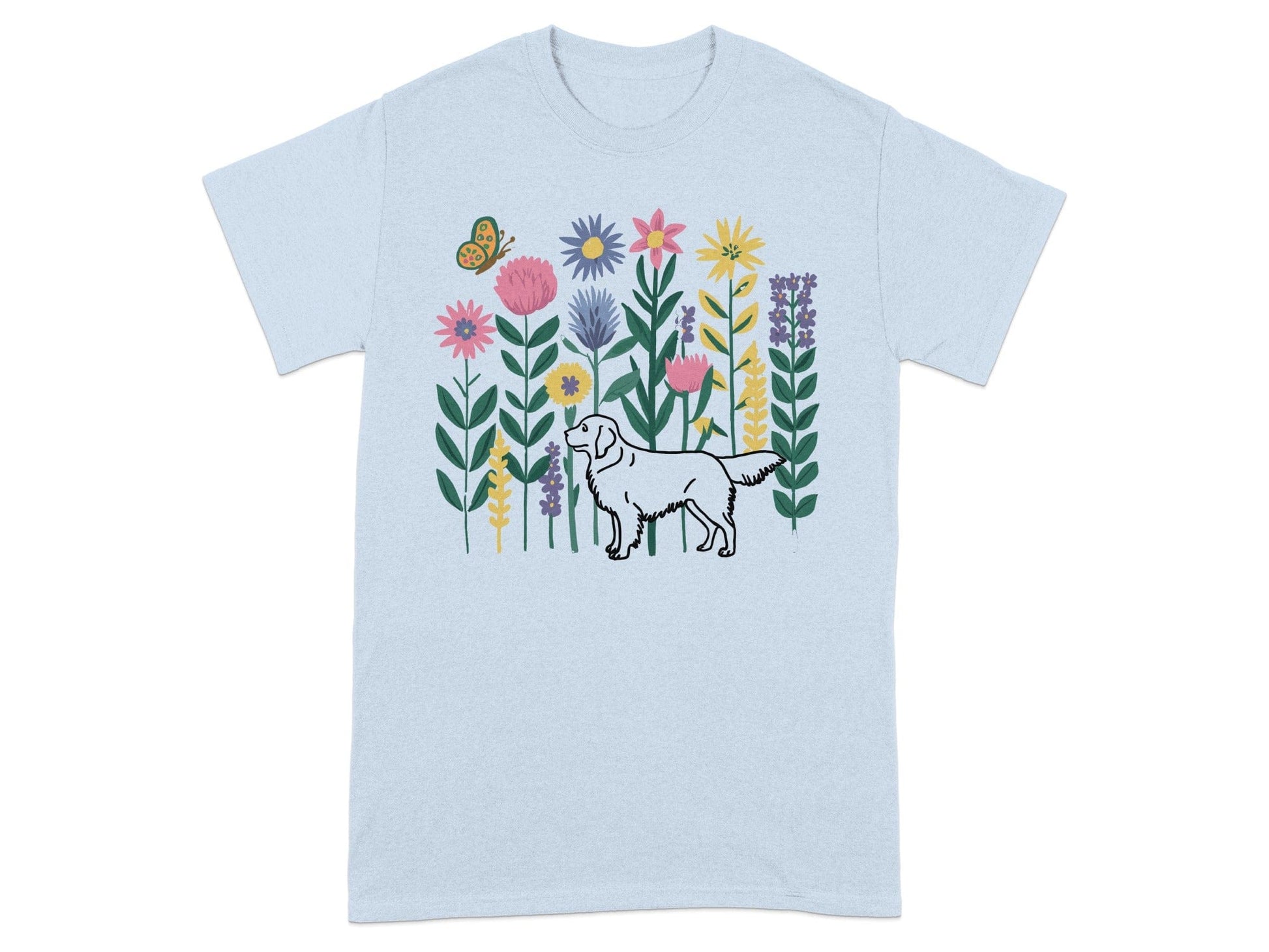 Colorful Floral Design with Dog Graphic T-Shirt product