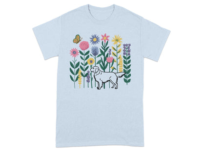 Colorful Floral Design with Dog Graphic T-Shirt product