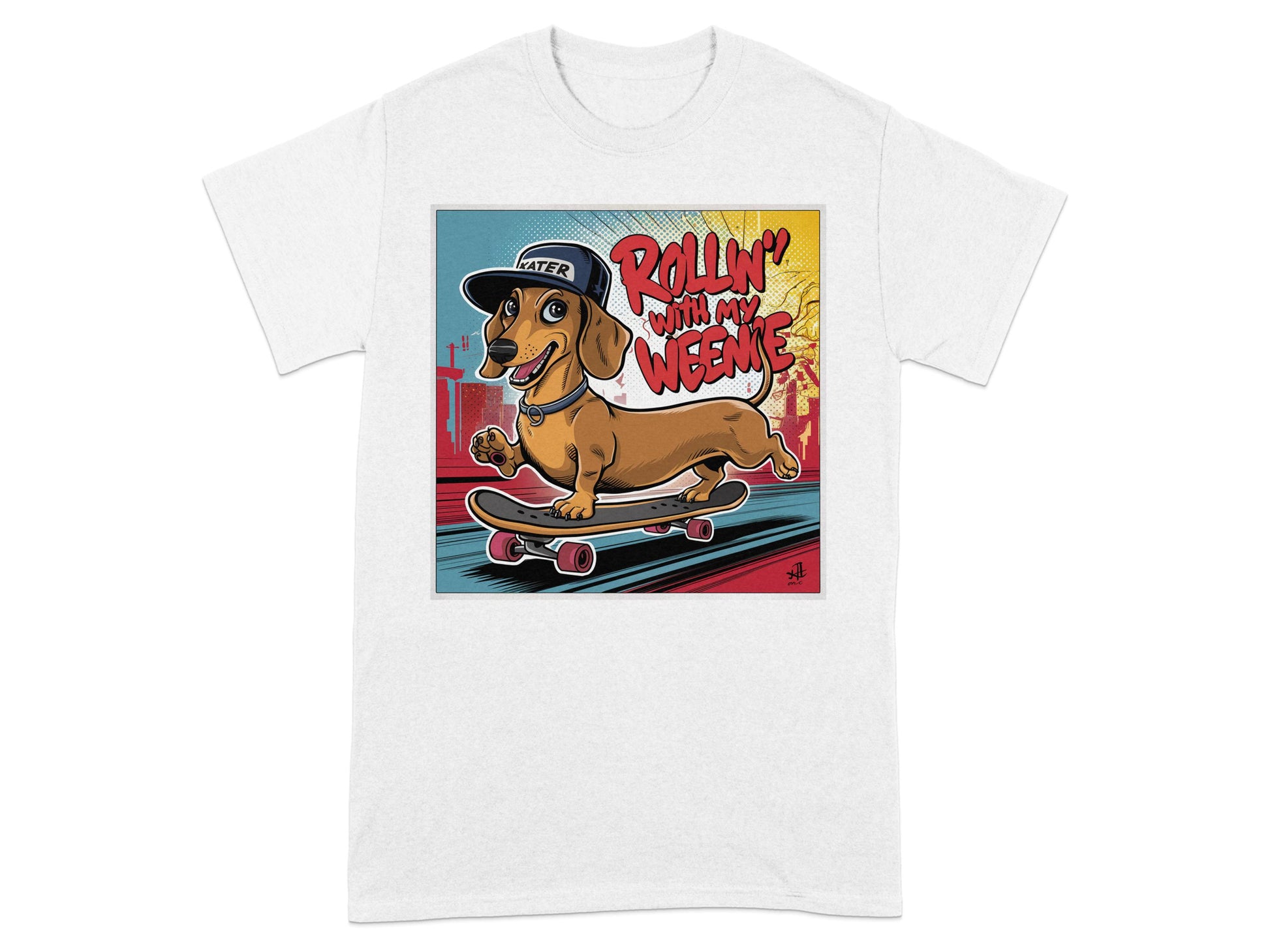 Rollin With My Weenie Skateboarding Dog T-shirt product