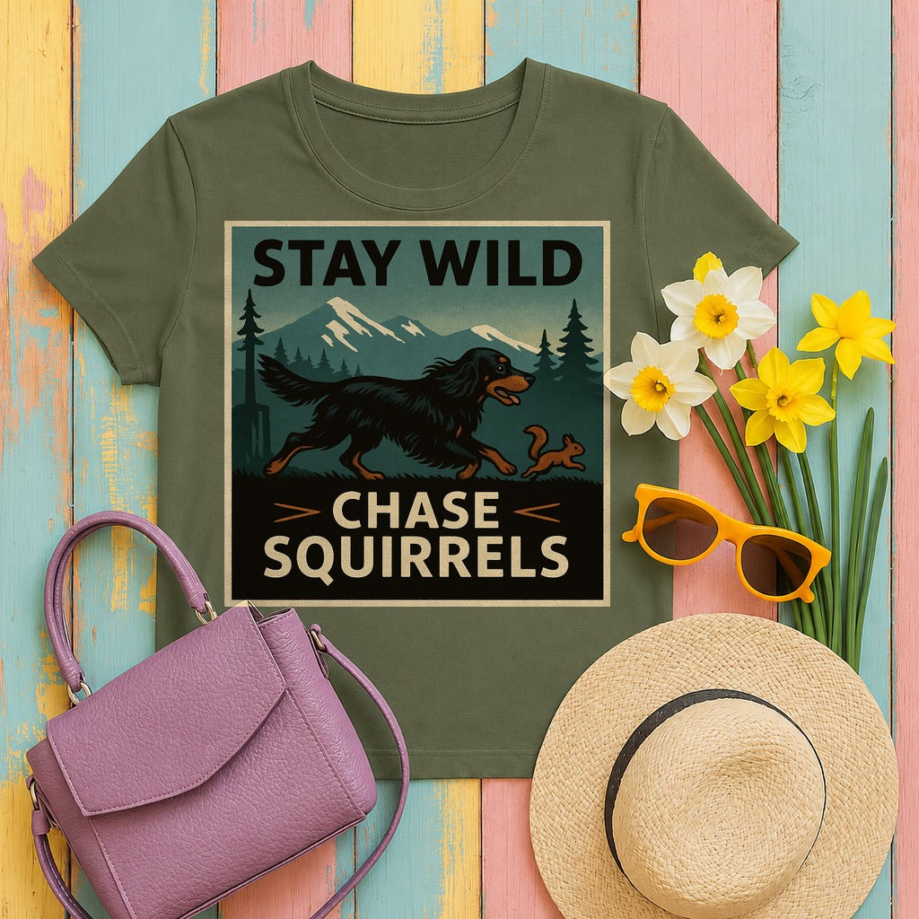Stay Wild Gordon Setter T-Shirt in Military Green