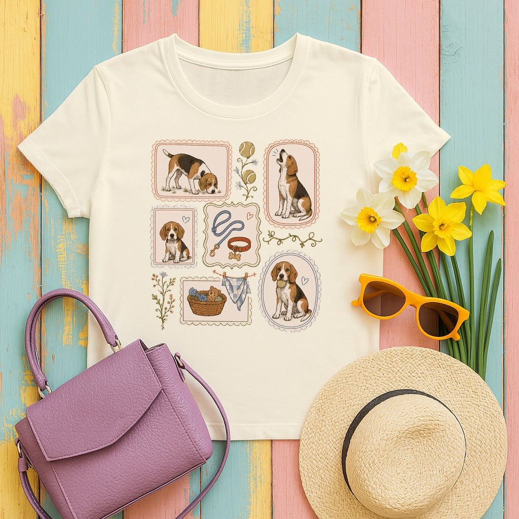 Vintage Beagle Charm T-Shirt in Natural