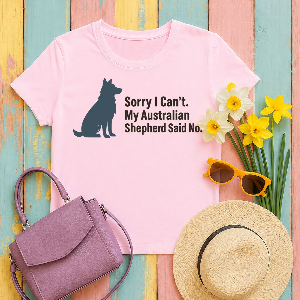 Aussie Said No. Humorous Graphic T-Shirt in Light Pink