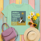 Whimsical Boston Terrier Days T-Shirt in Mint Green